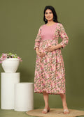 Soft Cotton Pink Floral Maternity Dress for Moms-to-Be