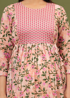 Soft Cotton Pink Floral Maternity Dress for Moms-to-Be