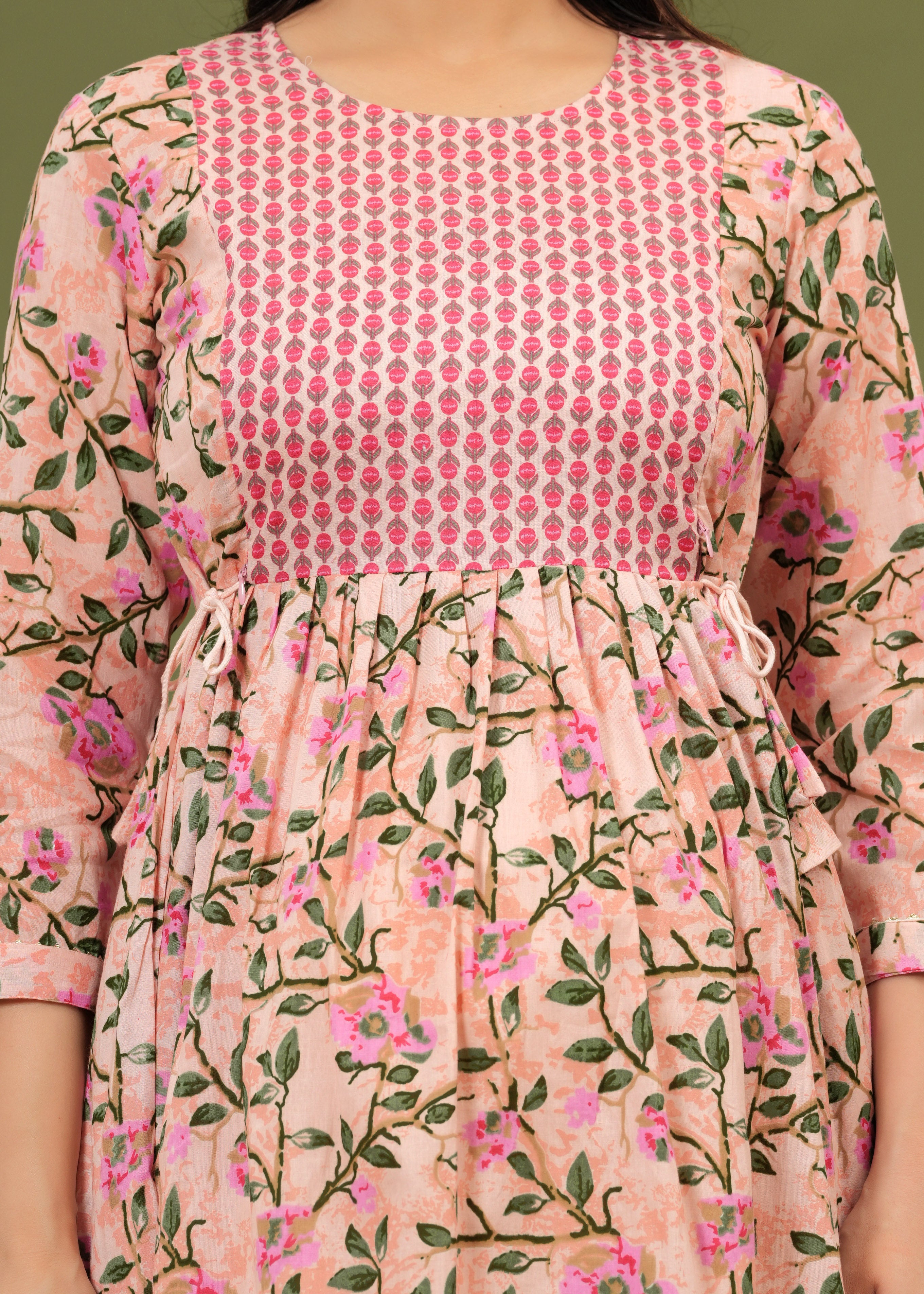 Soft Cotton Pink Floral Maternity Dress for Moms-to-Be