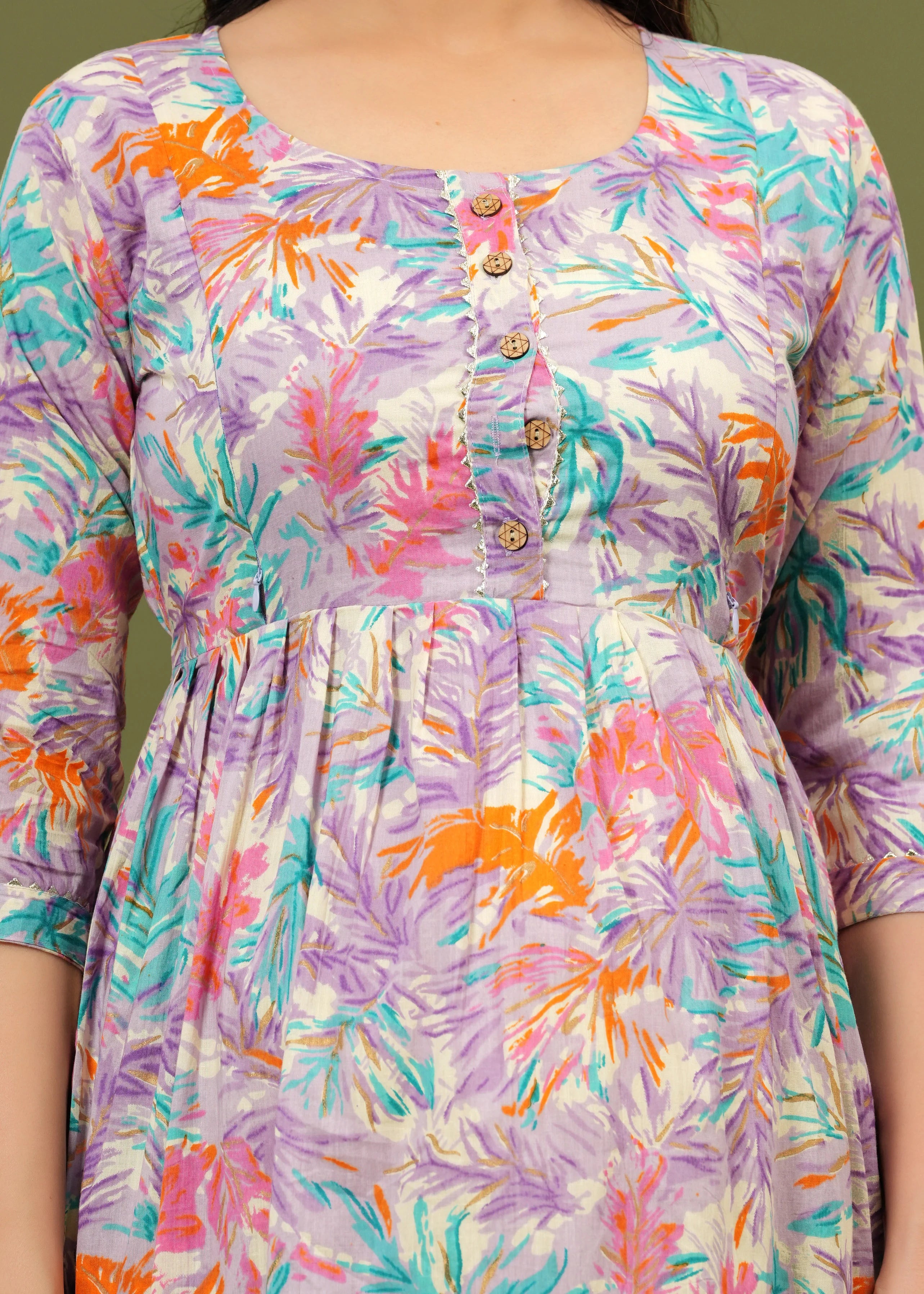 Floral Breeze Cotton Maternity Midi Dress – Soft & Stylish Pregnancy Wear