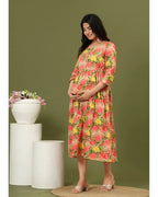 Rose Bloom Cotton Maternity & Feeding Dress – Comfortable Fit