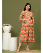 Rose Bloom Cotton Maternity & Feeding Dress – Comfortable Fit