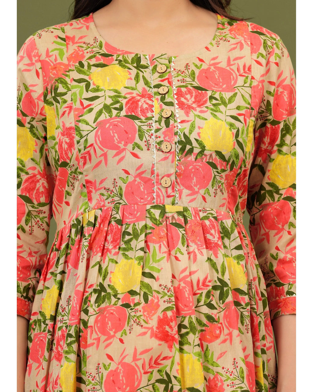 Rose Bloom Cotton Maternity & Feeding Dress – Comfortable Fit