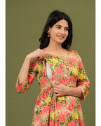 Rose Bloom Cotton Maternity & Feeding Dress – Comfortable Fit