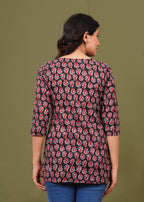 Black & Red Paisley Printed Crepe Top for Women