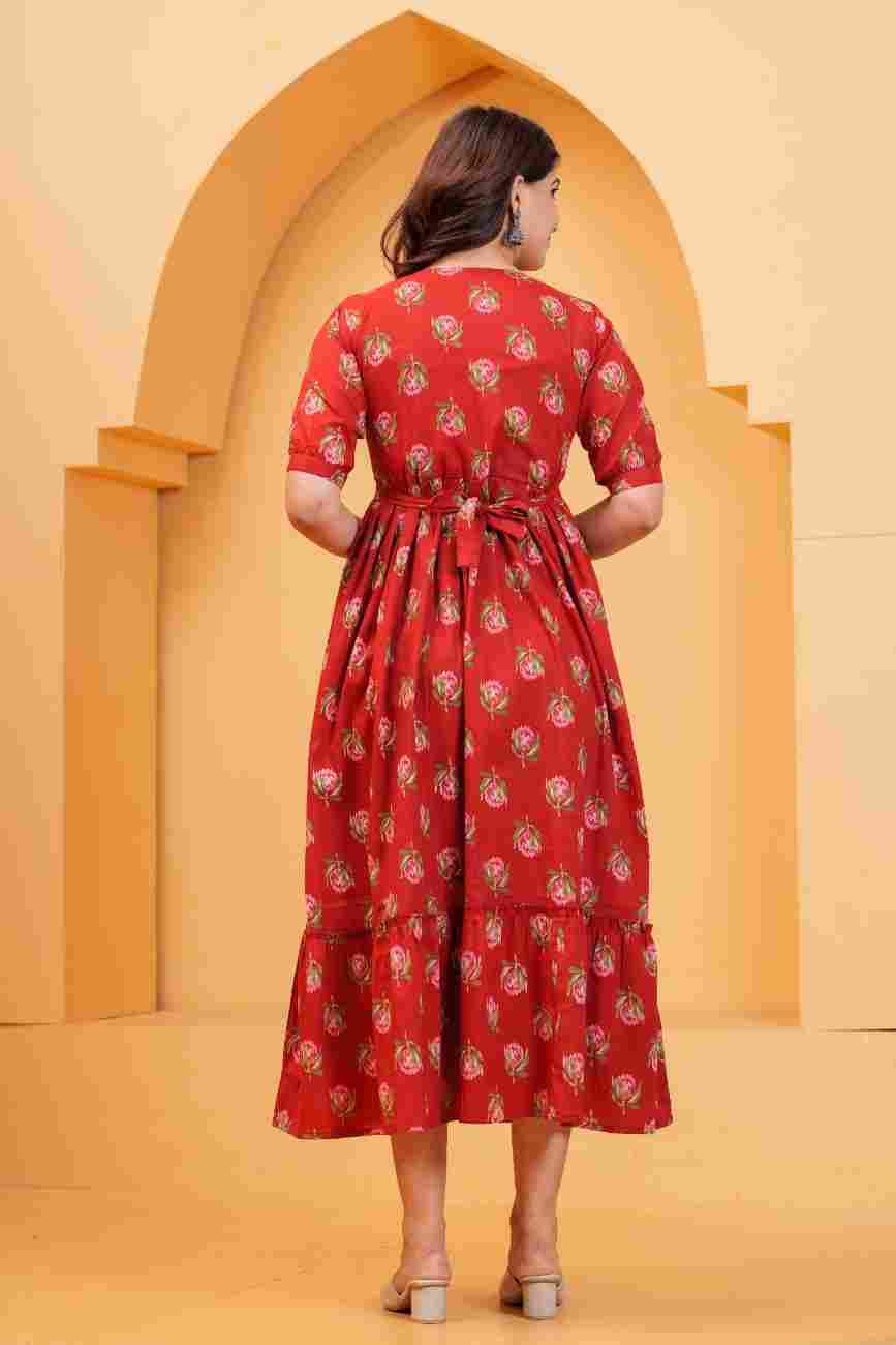 Clothycorp Red Floral Printed Maternity Maxi Dress for Women