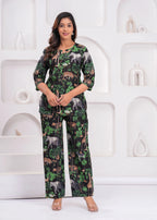 Black Jungle Vibes Comfortable Night Suit