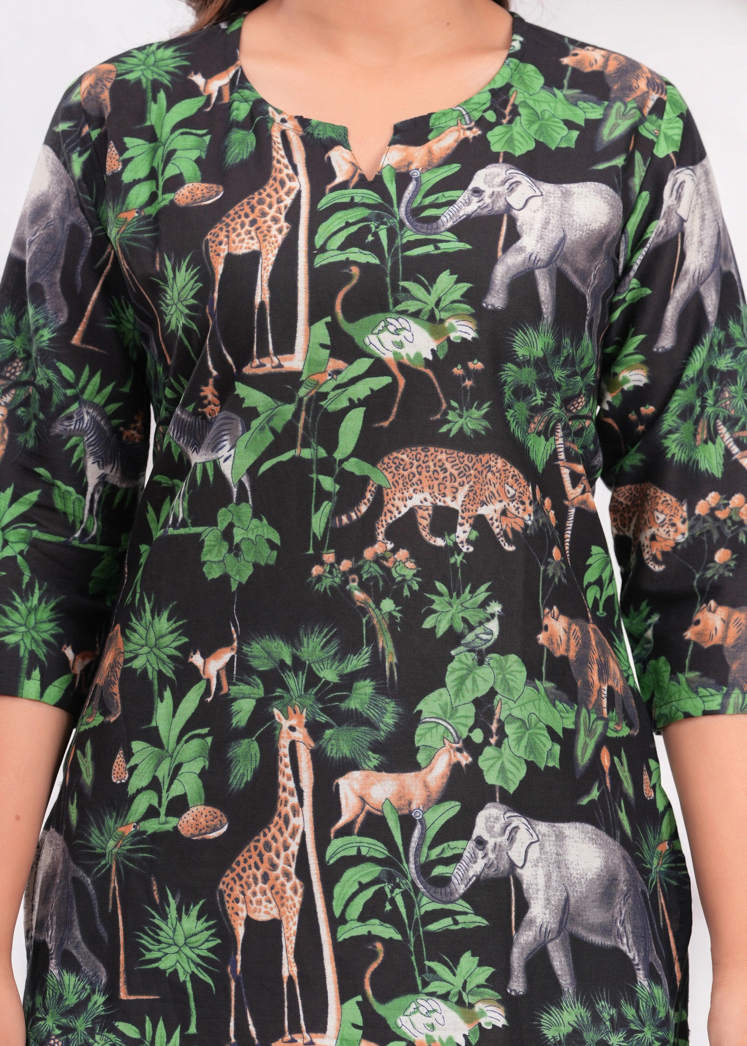 Black Jungle Vibes Comfortable Night Suit