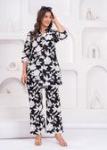Black and White Floral Printed Women's Co-Ord Set