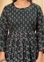 Dark Green Cotton Maternity & Nursing Midi Dress