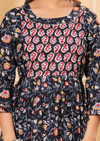 Nevi Blue Floral Cotton Maternity & Nursing Midi Dress