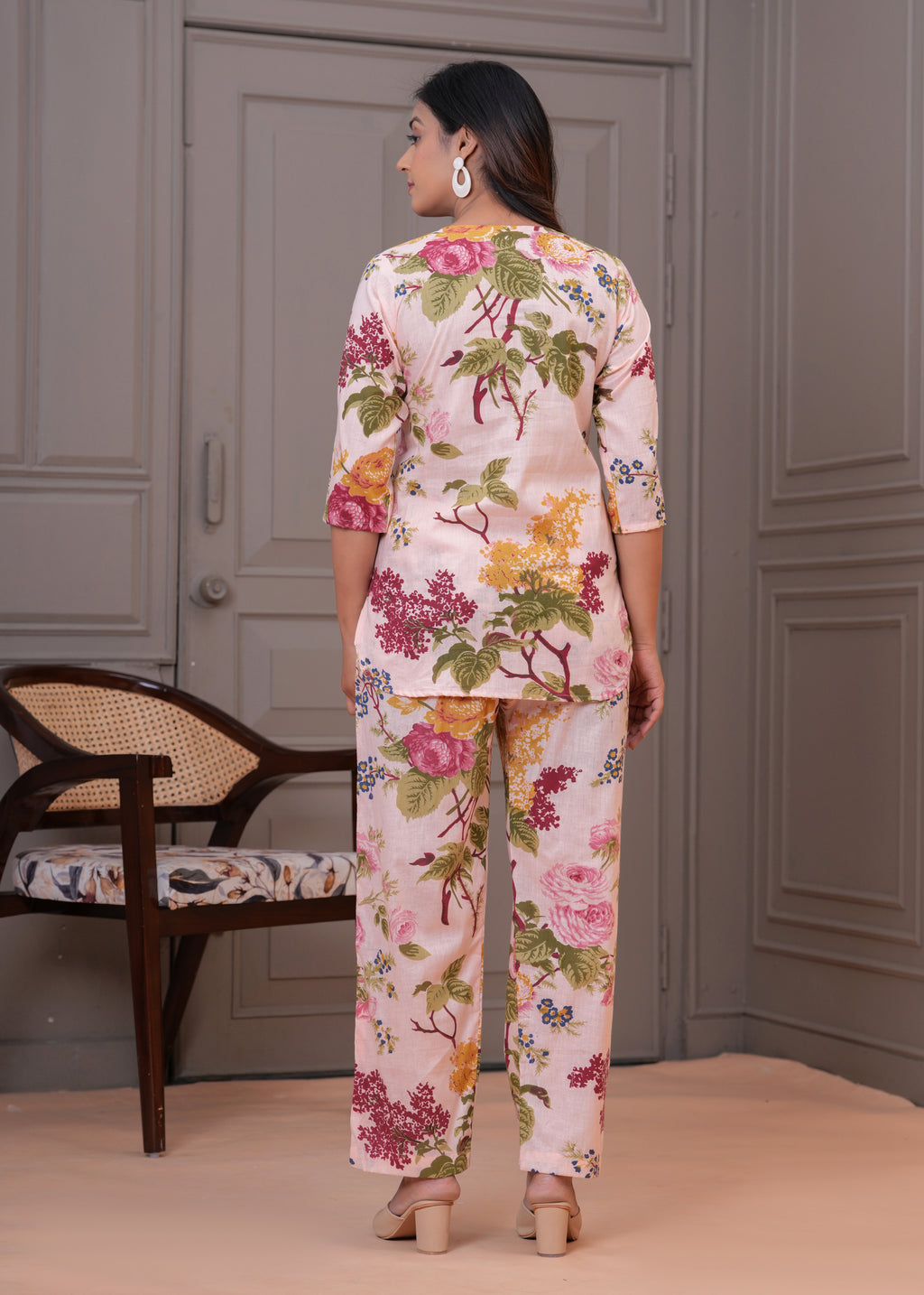 Pink Floral Printed Women's Co-Ord Set