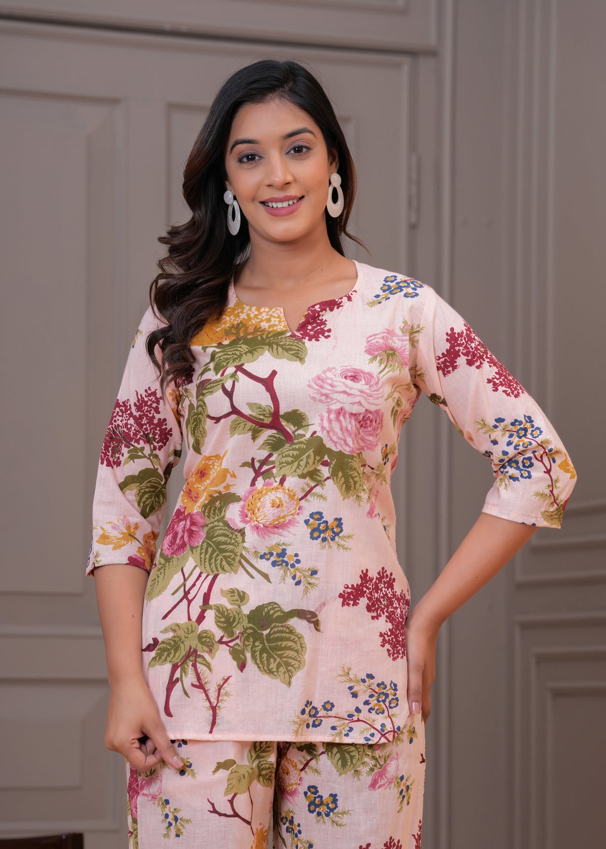 Pink Floral Printed Women's Co-Ord Set