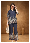 Navy Botanical Print Co-Ord Set for Women.