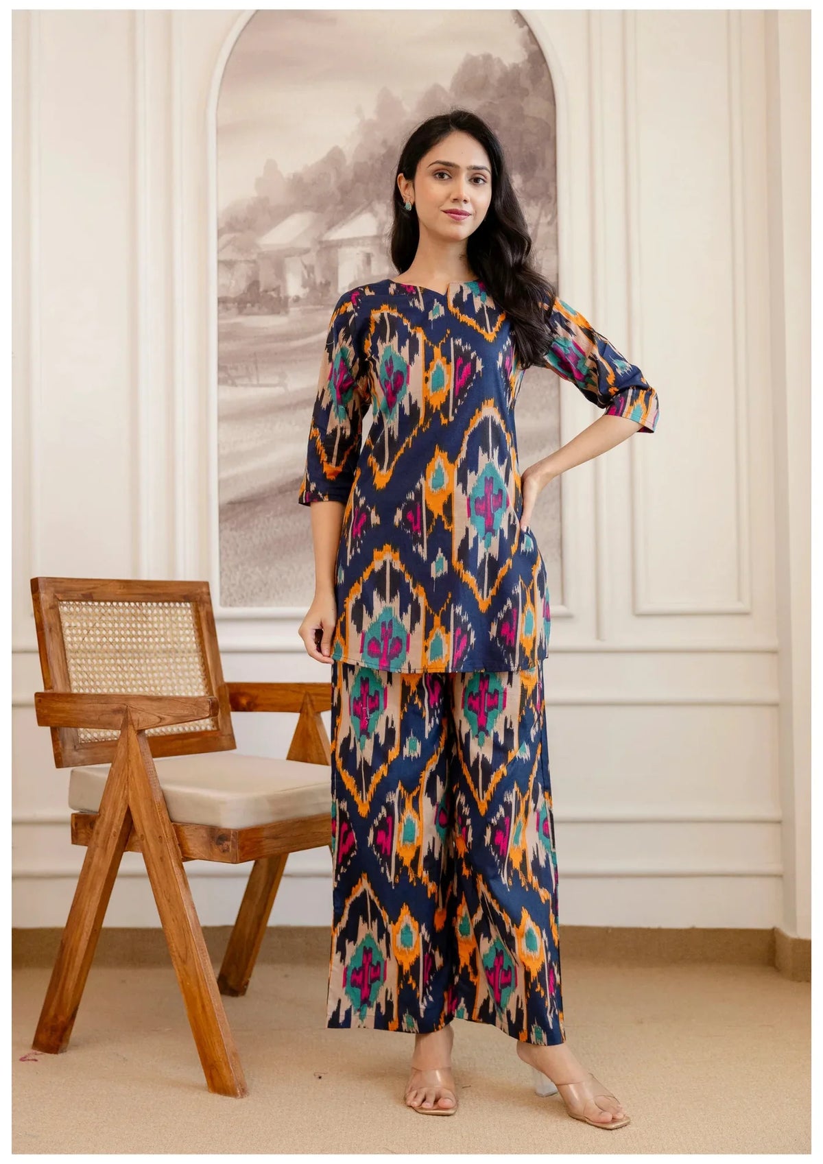 Premium Navy Designer Cord Set – Elegant Statement Wear.