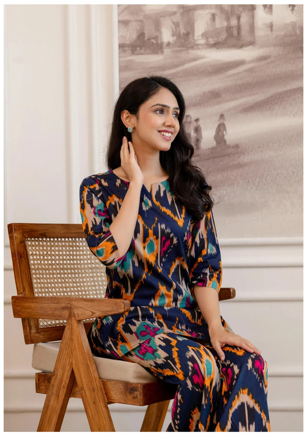 Premium Navy Designer Cord Set – Elegant Statement Wear.