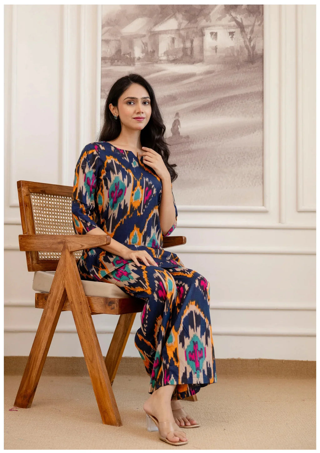 Premium Navy Designer Cord Set – Elegant Statement Wear.
