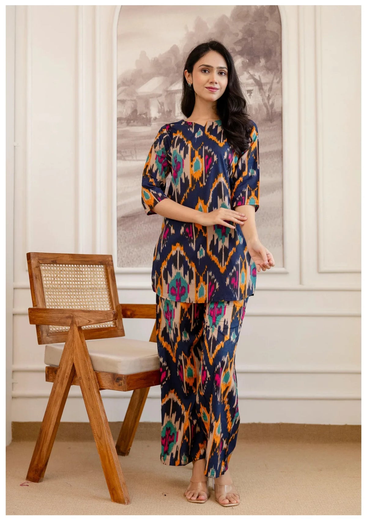 Premium Navy Designer Cord Set – Elegant Statement Wear.