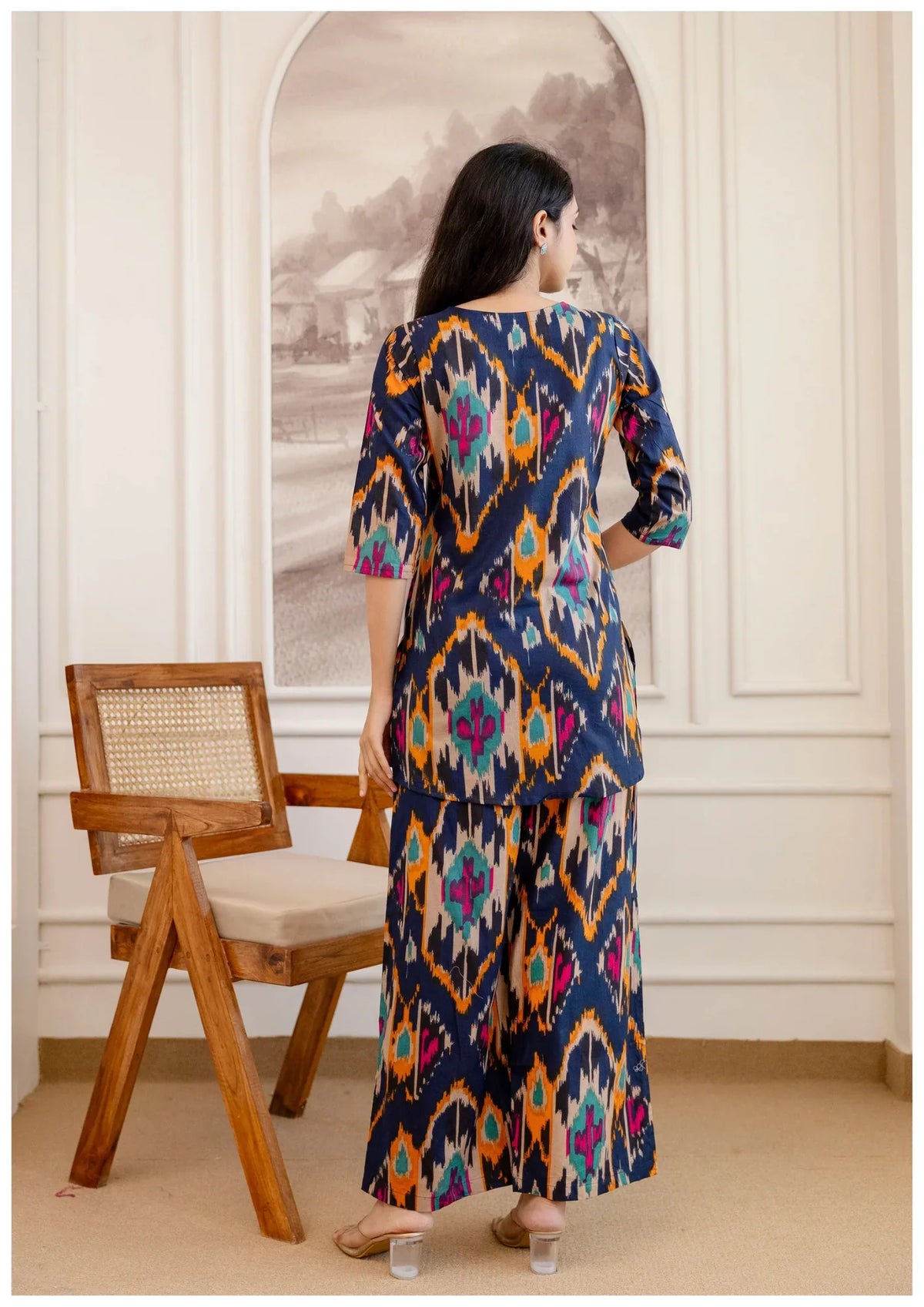 Premium Navy Designer Cord Set – Elegant Statement Wear.