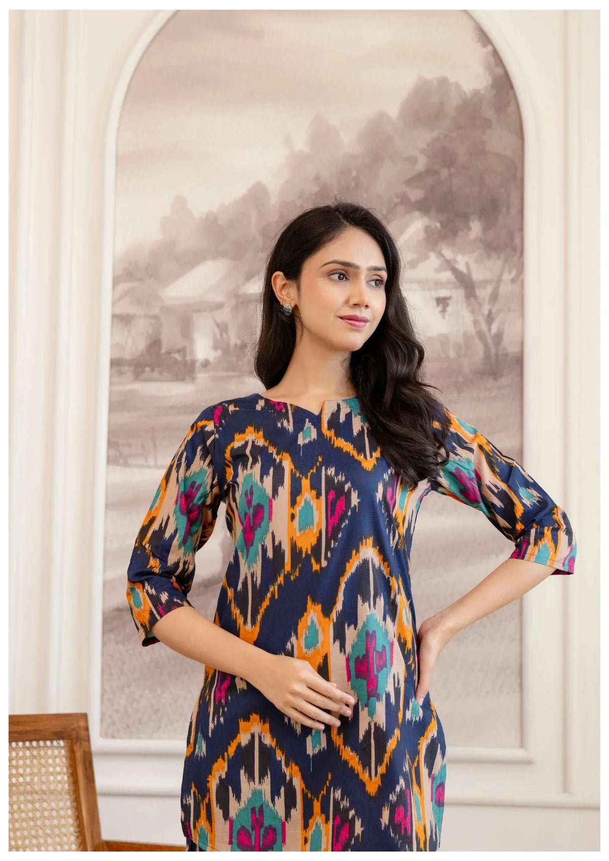 Premium Navy Designer Cord Set – Elegant Statement Wear.
