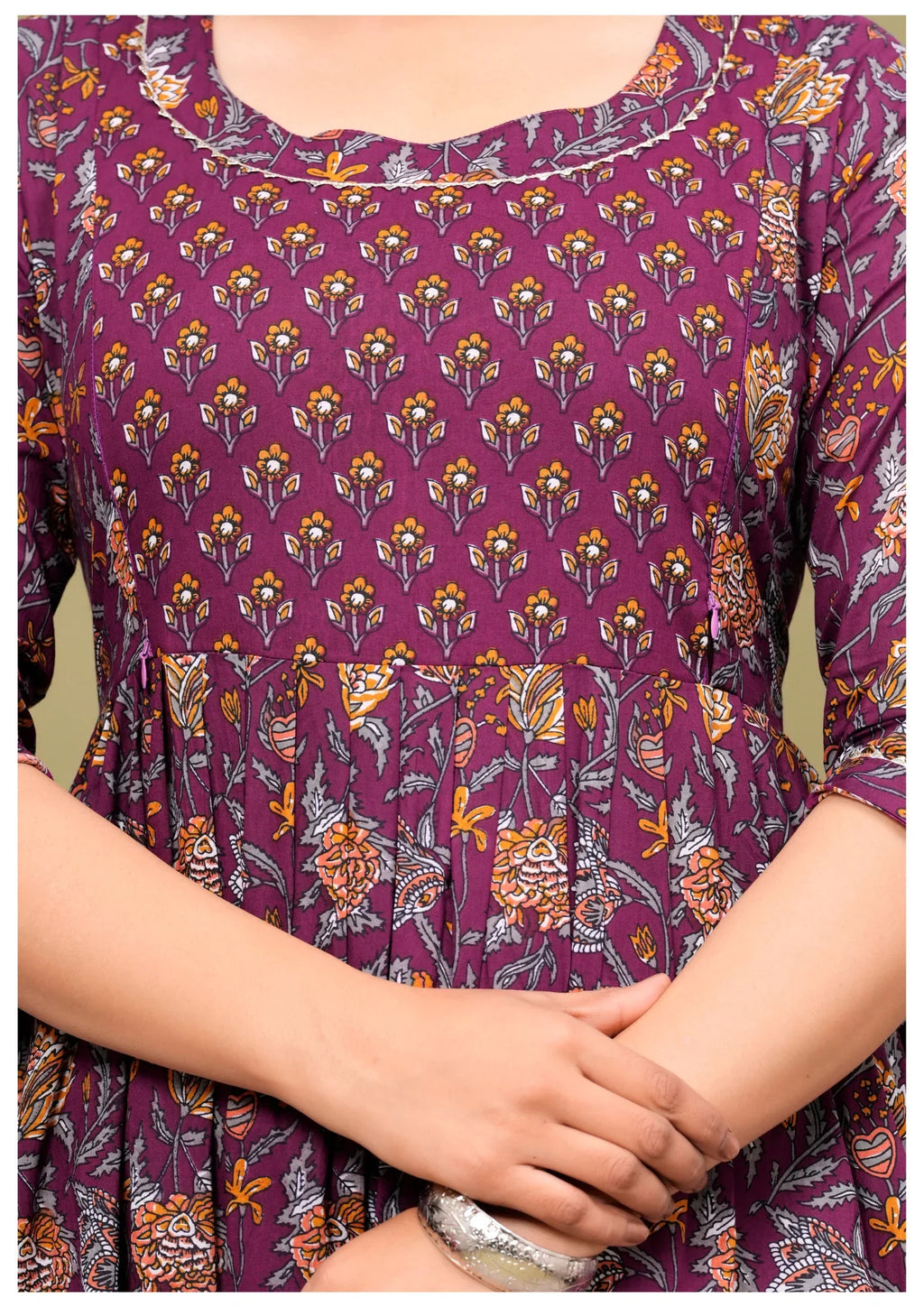 Royal Wine Floral Maternity & Feeding Maxi Gown – Elegant Nursing Dress