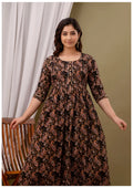 Black Paisley Print Maternity & Feeding Kurti Gown for Women
