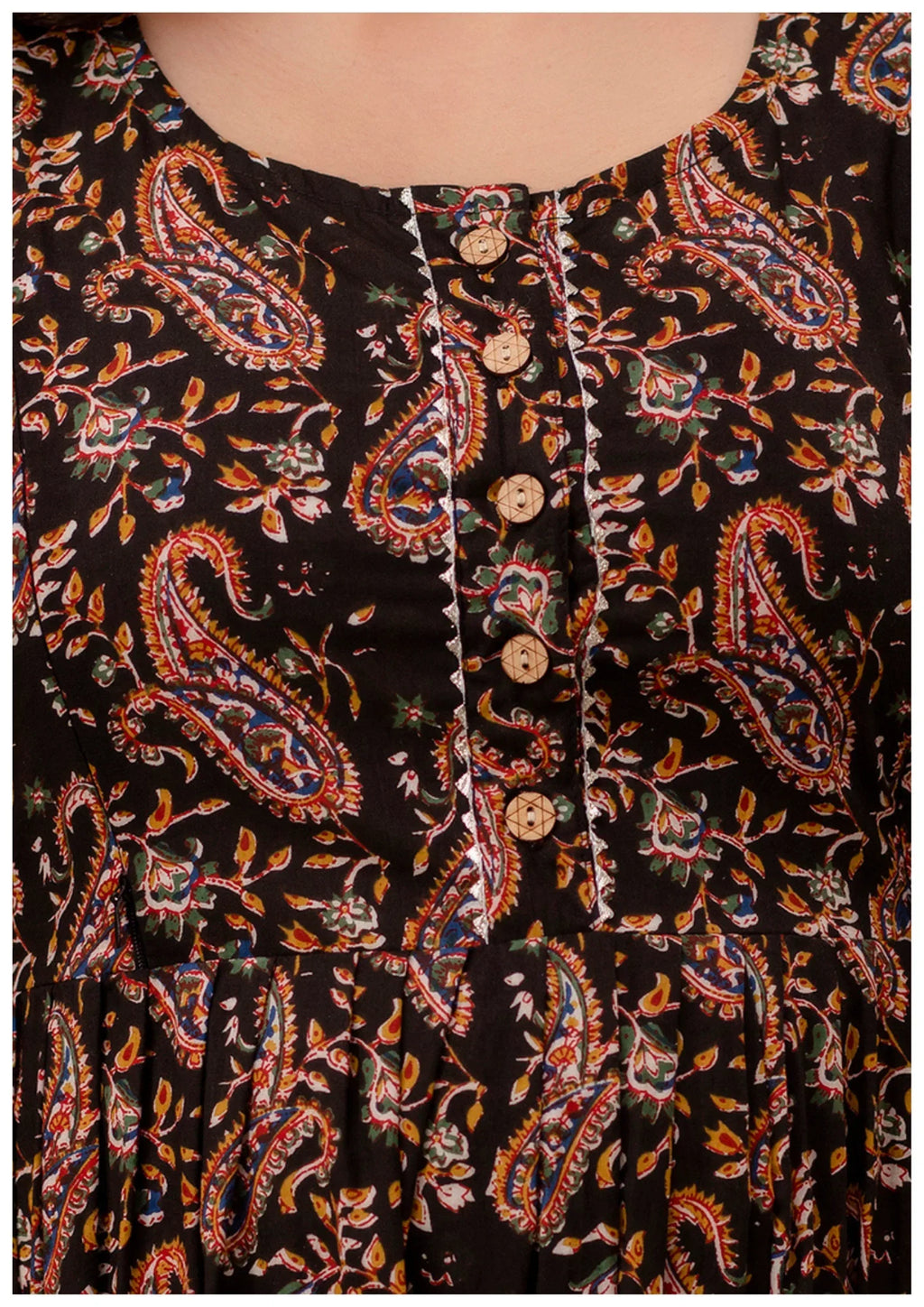 Luxury Black Paisley Maternity & Feeding Gown – Elegant Nursing Wear.
