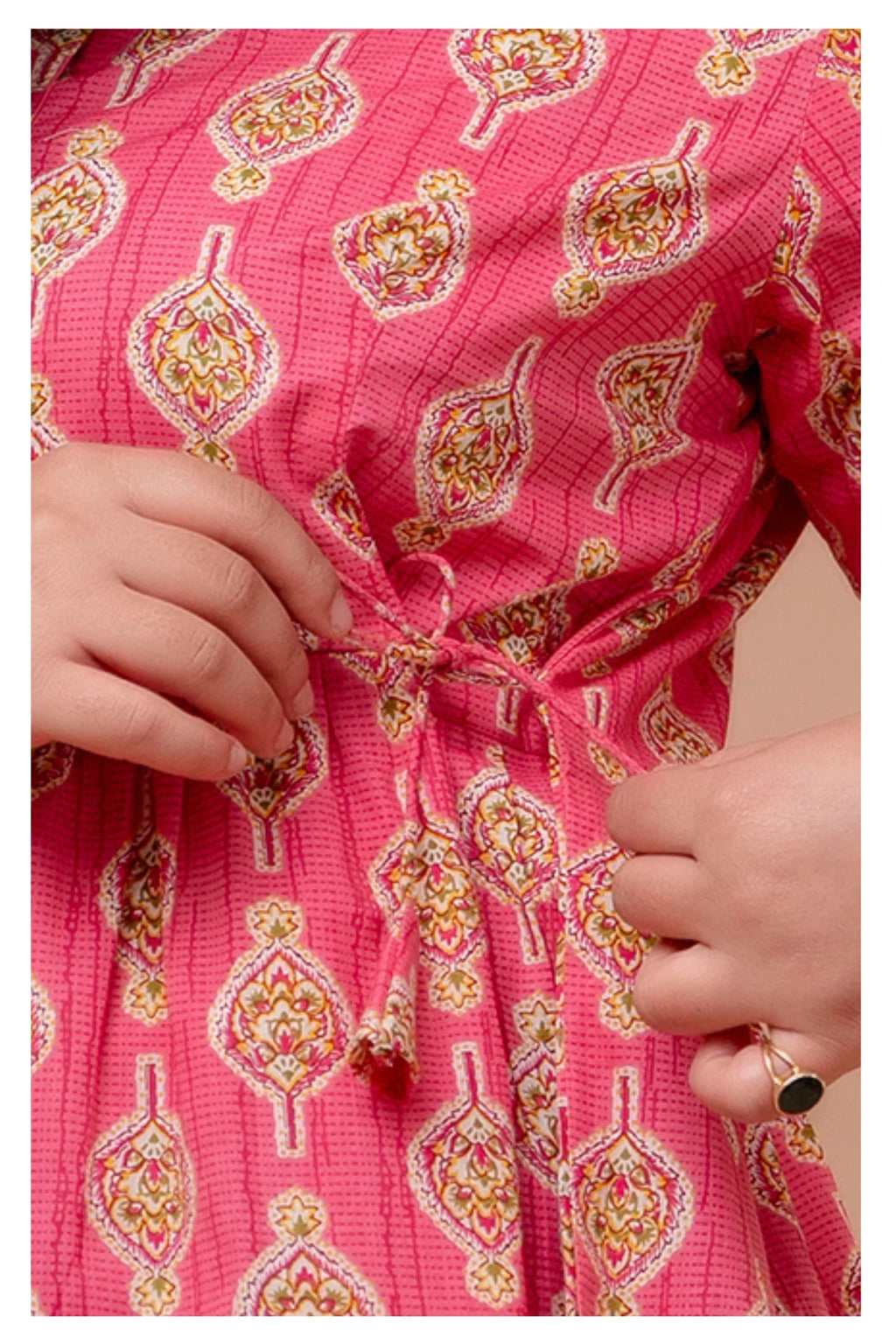 "Floral Motif Cotton Peplum Top for Women – Pink Shade"