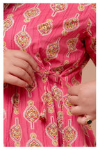 "Floral Motif Cotton Peplum Top for Women – Pink Shade"