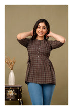 Brown Geometric Printed Cotton Topper for Women