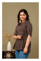 Brown Geometric Printed Cotton Topper for Women