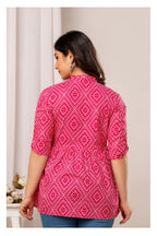 Pink Geometric Printed Cotton Topper for Women
