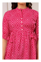 Pink Geometric Printed Cotton Topper for Women