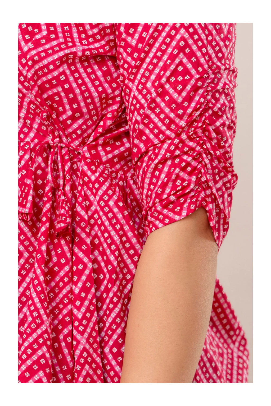 Pink Geometric Printed Cotton Topper for Women
