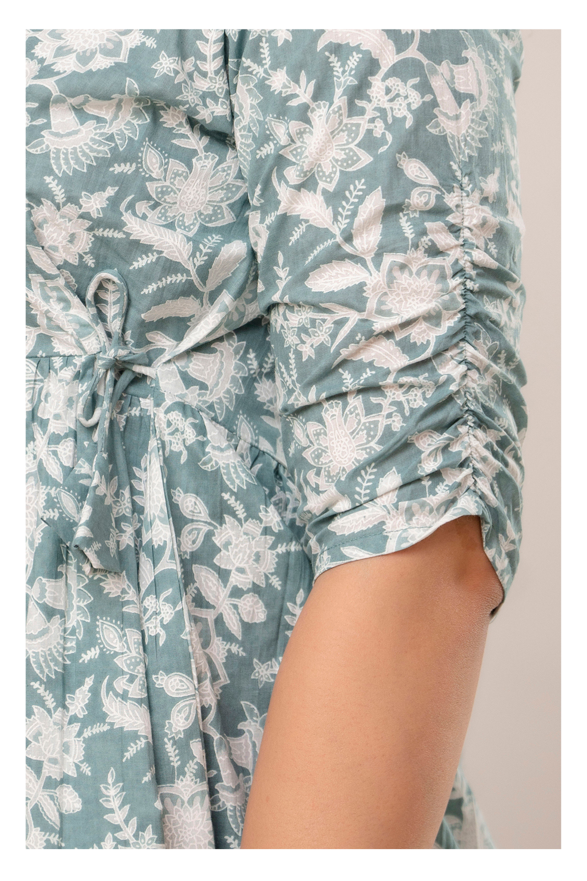 Grey Floral Cotton Peplum Top for Women | Soft Printed Casual Top