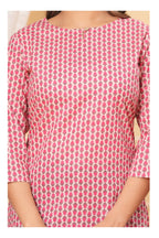 Pink Printed Straight Cotton Kurti for Women