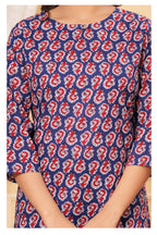 Blue Paisley Printed Straight Cotton Kurti for Women