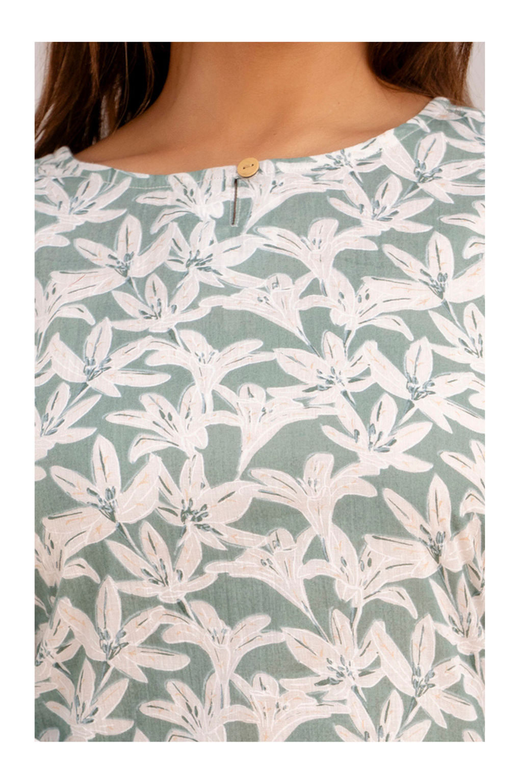 Elegant White Blossom Print Cotton Short kurti