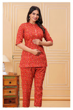 Women’s Maternity Feeding Cord Set | Floral Printed Nursing Co-Ord Set (Red)