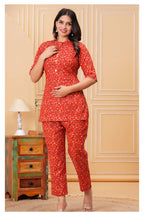 Women’s Maternity Feeding Cord Set | Floral Printed Nursing Co-Ord Set (Red)