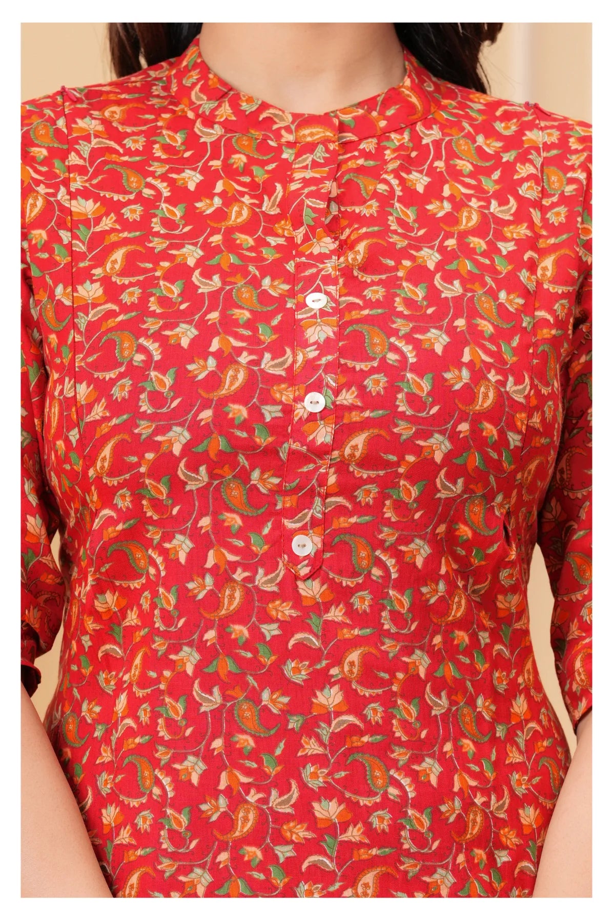 Women’s Maternity Feeding Cord Set | Floral Printed Nursing Co-Ord Set (Red)