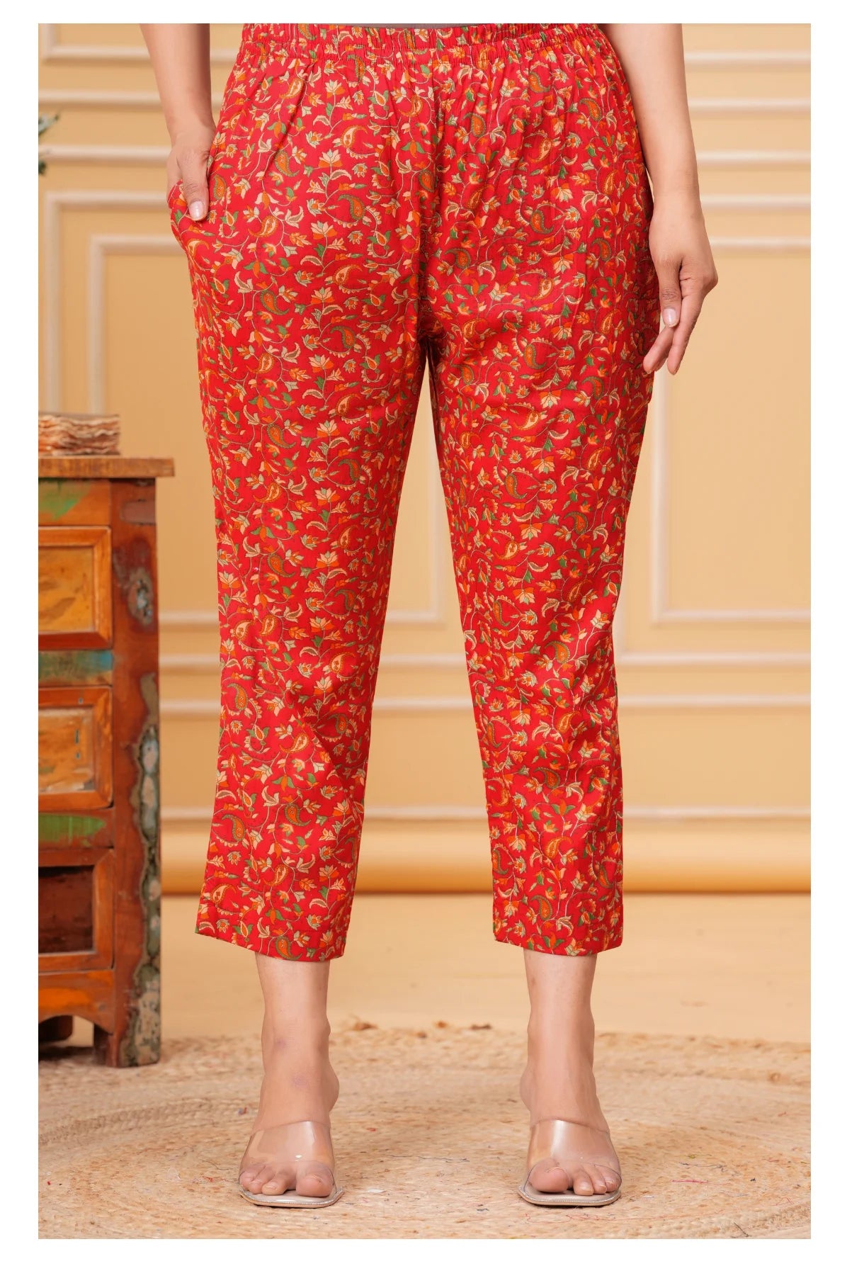 Women’s Maternity Feeding Cord Set | Floral Printed Nursing Co-Ord Set (Red)