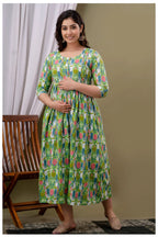 Green Geometric Printed Cotton A-Line Kurti for Women
