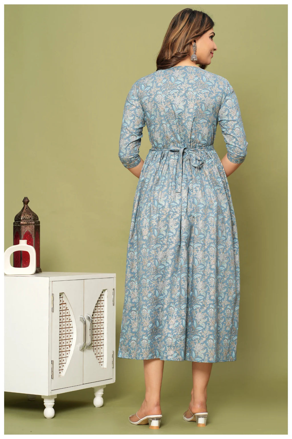 Floral Print Maternity Dress with Empire Waist – Comfortable Cotton Dress