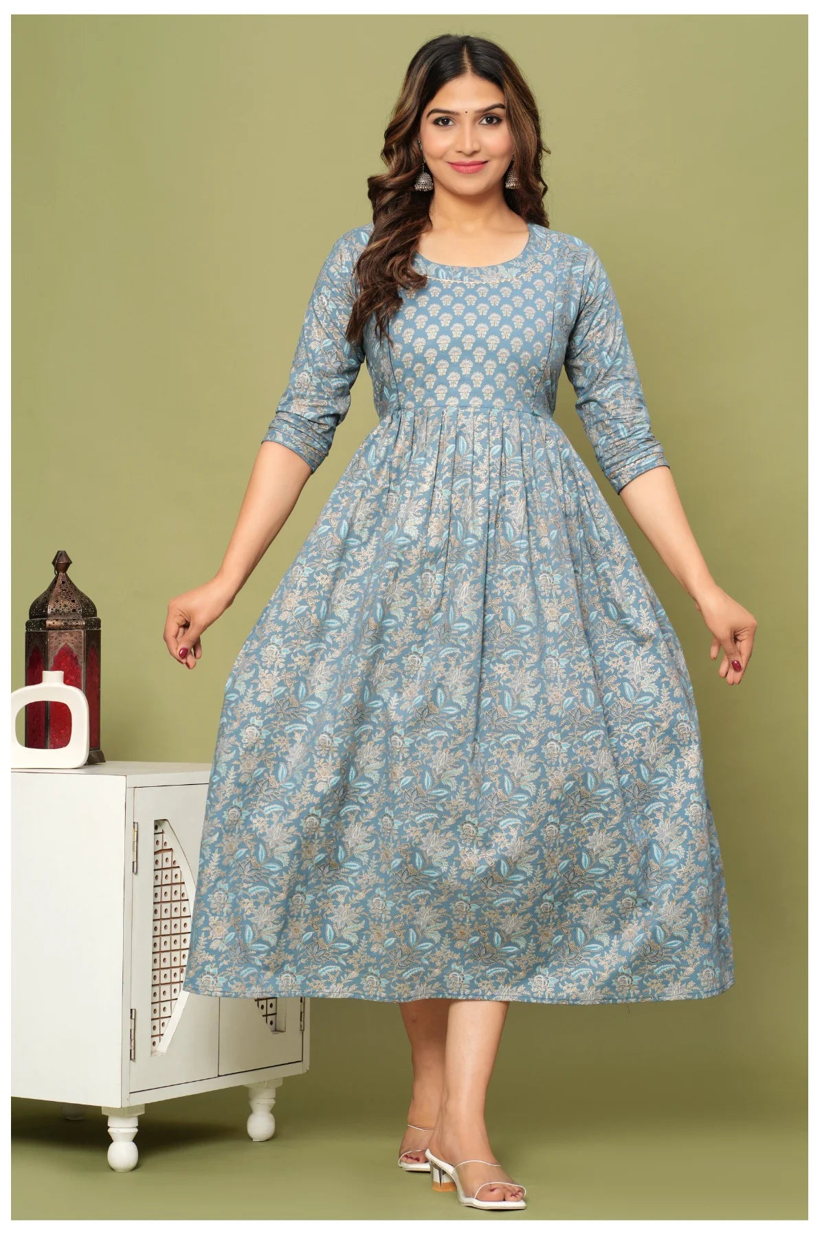 Floral Print Maternity Dress with Empire Waist – Comfortable Cotton Dress