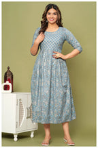 Floral Print Maternity Dress with Empire Waist – Comfortable Cotton Dress