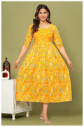 Floral Printed Cotton Maternity Dress with Empire Waist