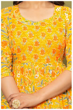 Floral Printed Cotton Maternity Dress with Empire Waist