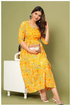 Floral Printed Cotton Maternity Dress with Empire Waist