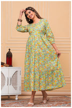 Floral Printed Maternity & Feeding Maxi Dress with Front Zip